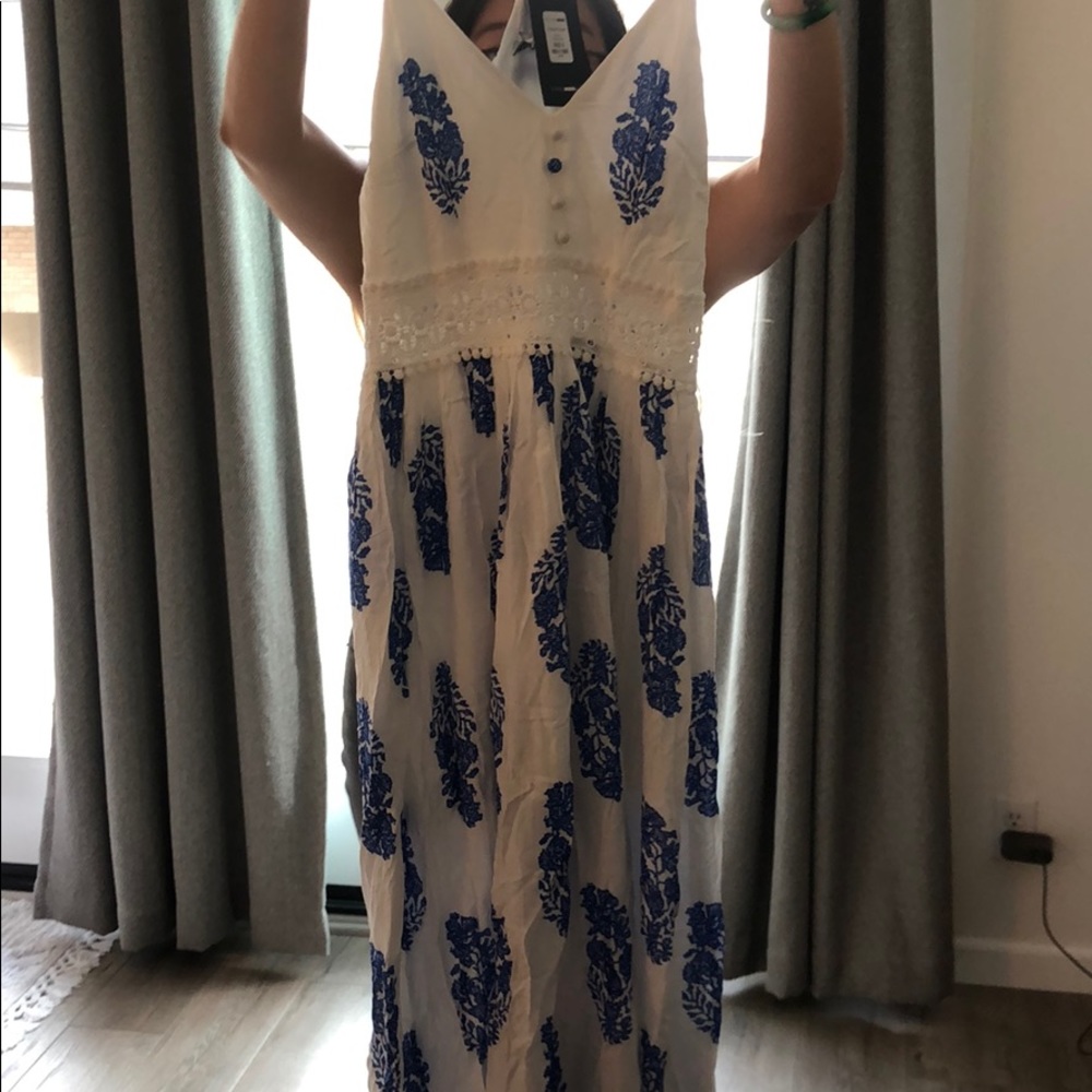 Blue and white dress